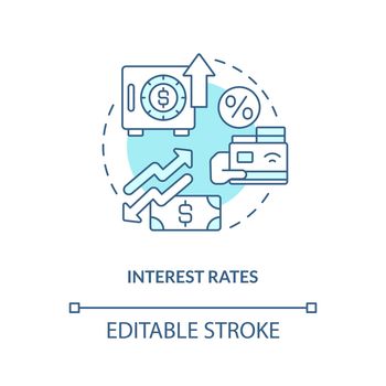 Interest rates turquoise concept icon