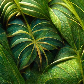 Nature view of green tropical plants leaves background.