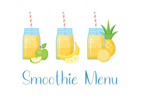Natural smoothie fruit shake logo illustration set