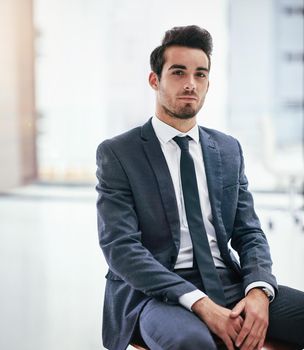 Confidently capable. Portrait of a serious young businessman posing in the office.