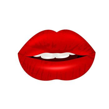 Beautiful red lips isolated on white background. 3D design. Vector illustration.