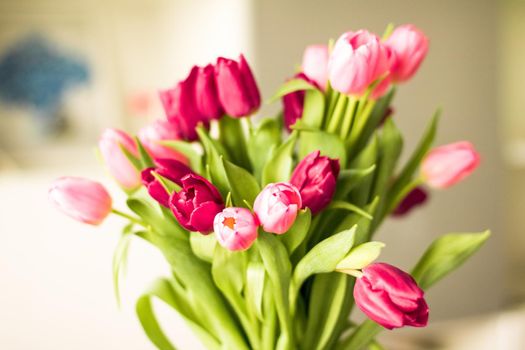 Bouquet of beautiful tulips, floral background