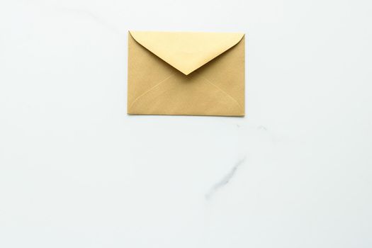 Envelopes on marble background, message concept