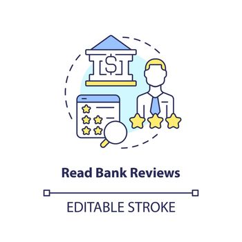 Read bank reviews concept icon