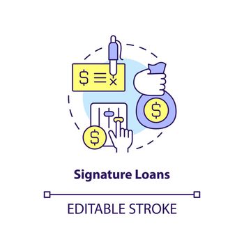 Signature loans concept icon