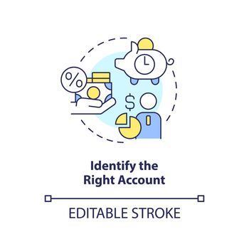 Identify right account concept icon