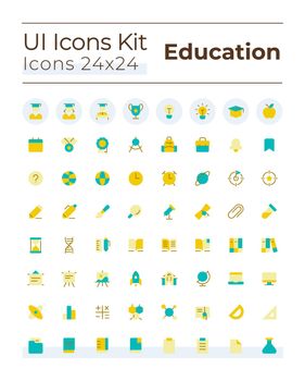 Distance learning platform flat color ui icons set