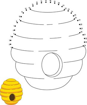 Dot to Dot Beehive Coloring Page for Kids