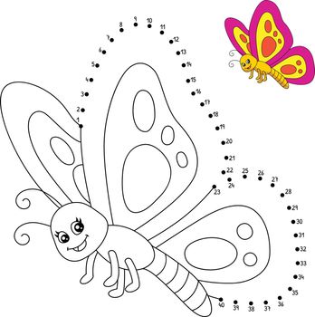 Dot to Dot Butterfly Coloring Page for Kids