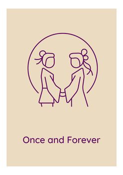 Together forever postcard with linear glyph icon