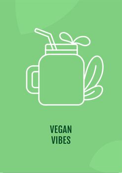 Vegetarianism promoting postcard with linear glyph icon