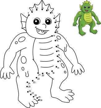 Dot to Dot Monster Halloween Isolated Coloring
