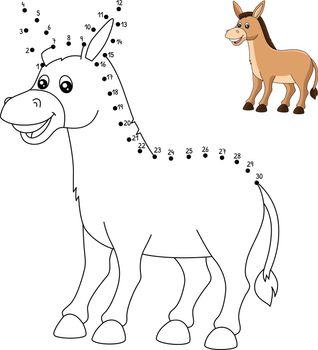 Dot to Dot Donkey Coloring Page for Kids