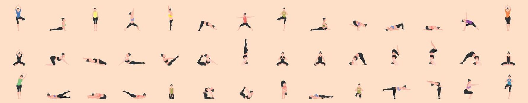 set of woman workout by yoga pose. vector illustration eps10