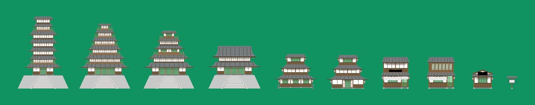 set of japanese house different layers. vector illustration eps10