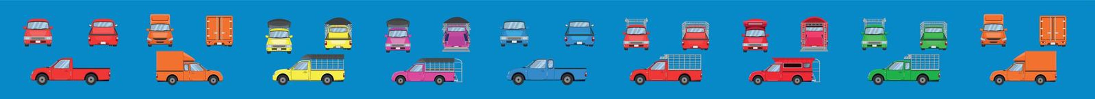 set of pick up car thailand style. vector illustration eps10