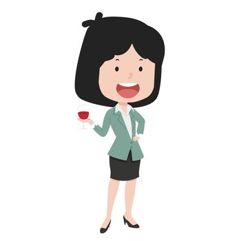 business woman suit with glass of wine