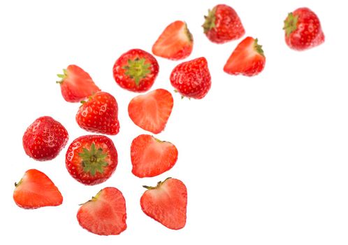 Strawberry. Wild juicy strawberries isolated on white background