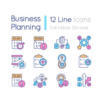 Business planning RGB color icons set