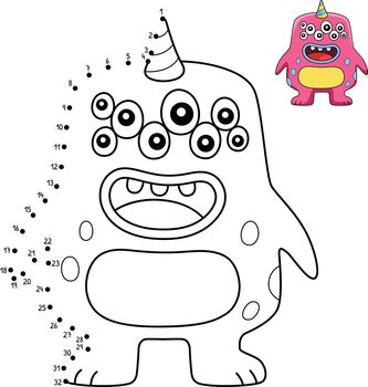 Dot to Dot Monster With Multiple Eyes Isolated