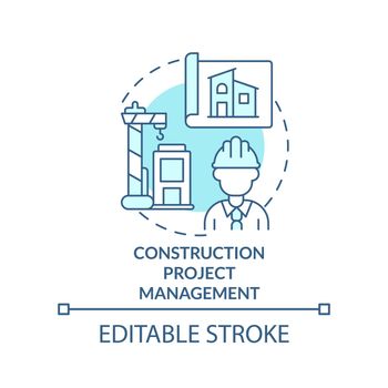 Construction project management turquoise concept icon