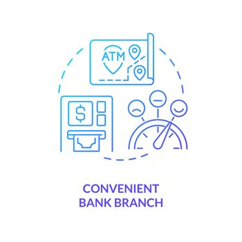 Convenient bank branch blue gradient concept icon