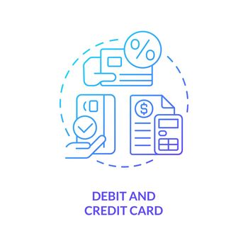 Debit and credit card blue gradient concept icon