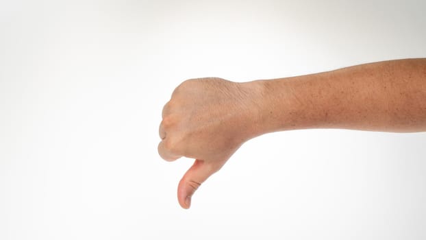 Men's thumb down gesture dislike