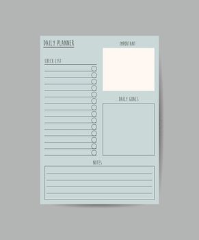 Minimalist planner sheet. A cute and simple sheet for the daily planner to print. Vector illustration.