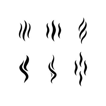 Aroma steam wave icons. Smell stinks mark set, heat odor scent vapor line symbols isolated on white. Steaming fume vector illustration