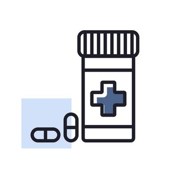 Pills box for pet vector icon. Pet animal sign