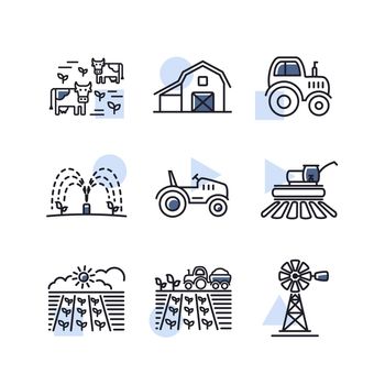 Farm Field icon set. Agriculture sign