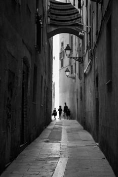 Walking in the alley in Barcelona