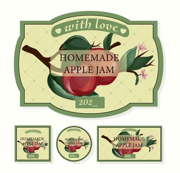 Label for homemade jam. Apple jam packaging. vector apple.