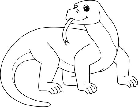 Komodo Dragon Animal Isolated Coloring Page