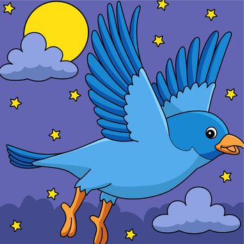 Bluebird Animal Colored Cartoon Illustration