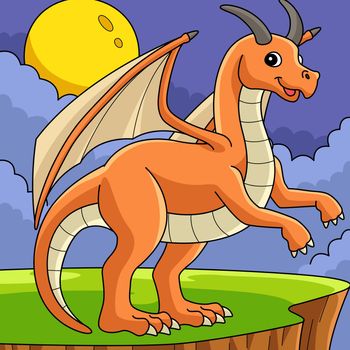 Dragon Animal Colored Cartoon Illustration