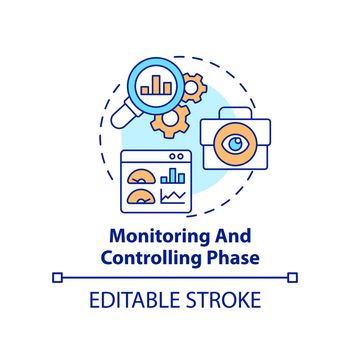 Monitoring and controlling phase concept icon