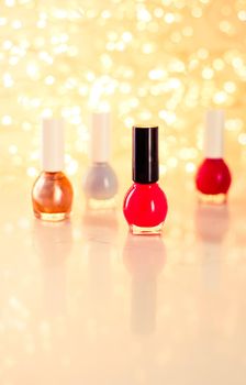 Nail polish bottles, manicure and pedicure collection