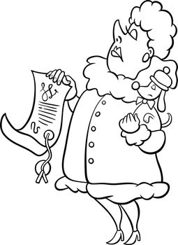 cartoon woman with dog and dog show diploma coloring page