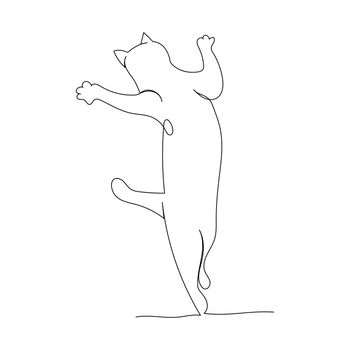 Continuous line drawing of a cute cat. Minimalism art.
