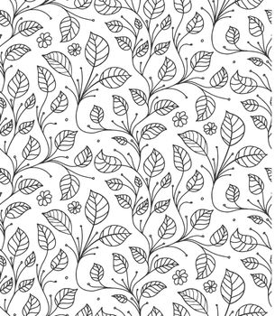 Leaf pattern vector background. Textile decor ornament. Seamless texture retro design. Print flower pattern.