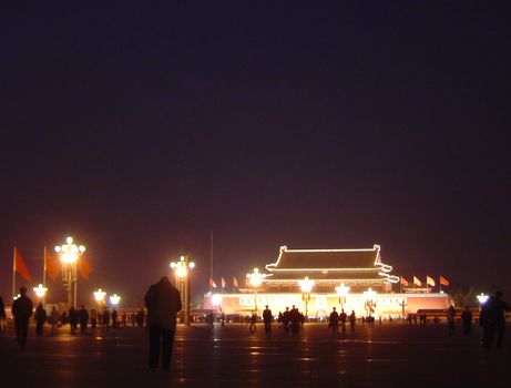 People in front of Forbidden City at Night