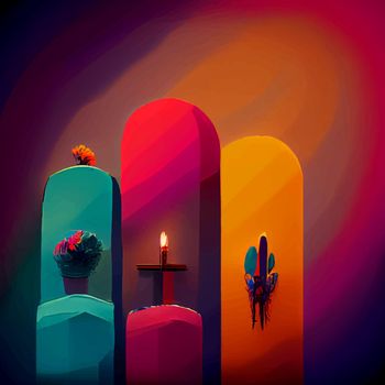 beautiful illustration of the Day of the Dead. typical altar of the day of the dead. Remembrance Day.