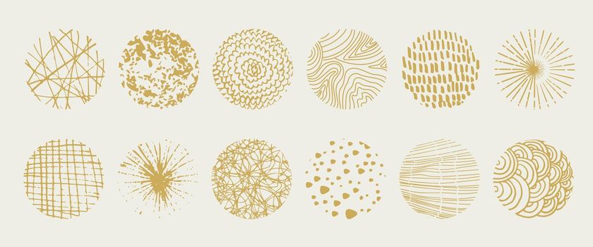 Set of round Abstract Backgrounds hand-drawn doodles