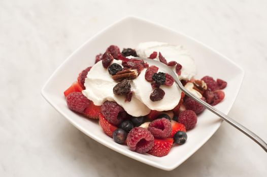 Fresh fruit with healthy plain yoghurt