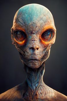 Portrait of an alien male extraterrestrial, 3d render