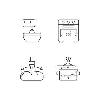 Cookery linear icons set