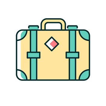 Old-fashioned style suitcase RGB color icon