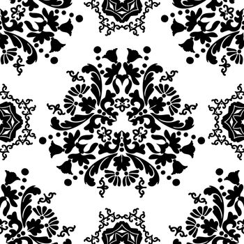 Black and white abstraction with a floral pattern.